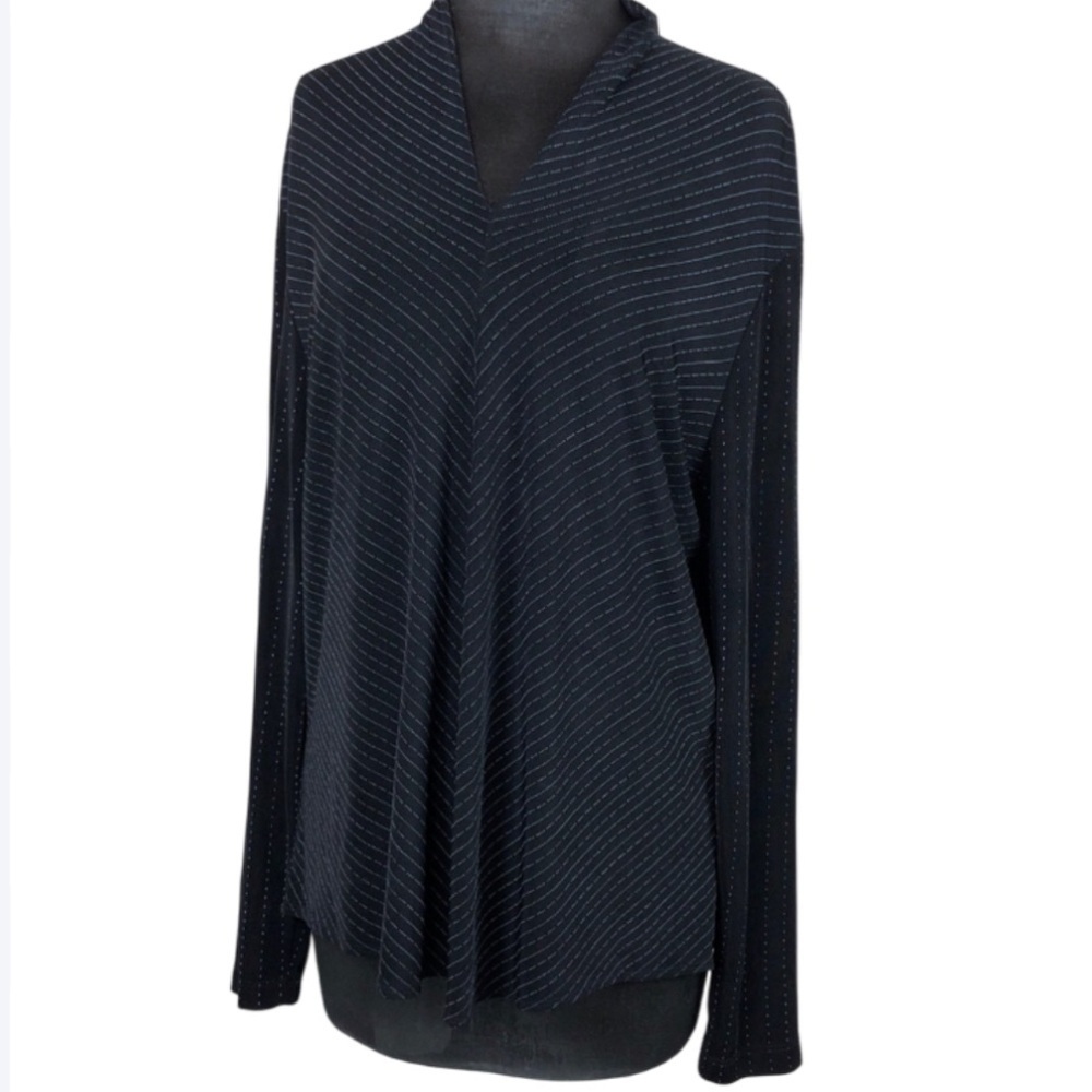 Piccadilly Fashions Top Long Sleeve Black Slinky Stretch Career Casual Size XL